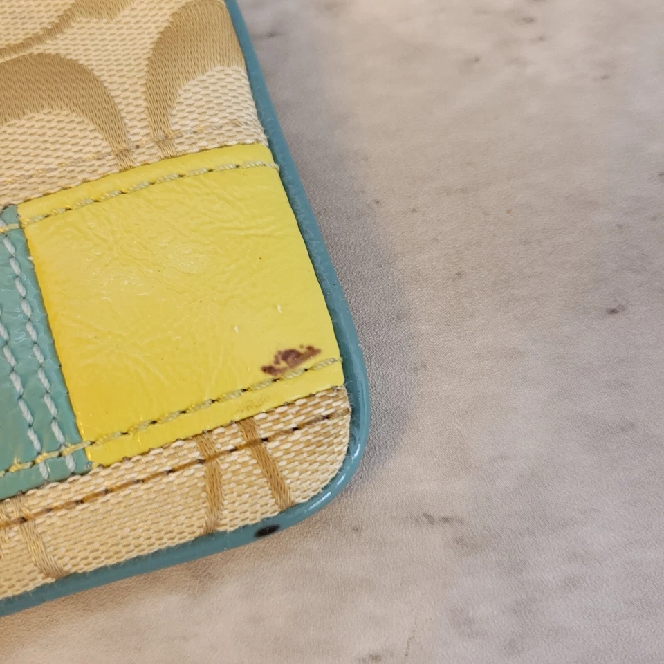 Coach кошелек с ремешком подпись лакированная кожа лоскутное одеяло подпись логотип пастельные цвета - Изображение 3 из 4