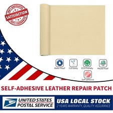 Beige Self-Adhesive Leather Repair Patch Tape Beige Seat Couch Sofa Chair Jacket