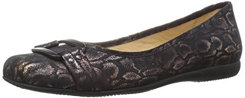 Trotters Women's Sizzle Ballet Flat, Black Metallic Microfiber, 6.5 M US