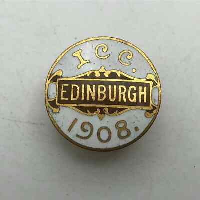 EDINBURGH ICC Lapel Button Stud Chamber of Commerce Vtg Antique 1908 Original