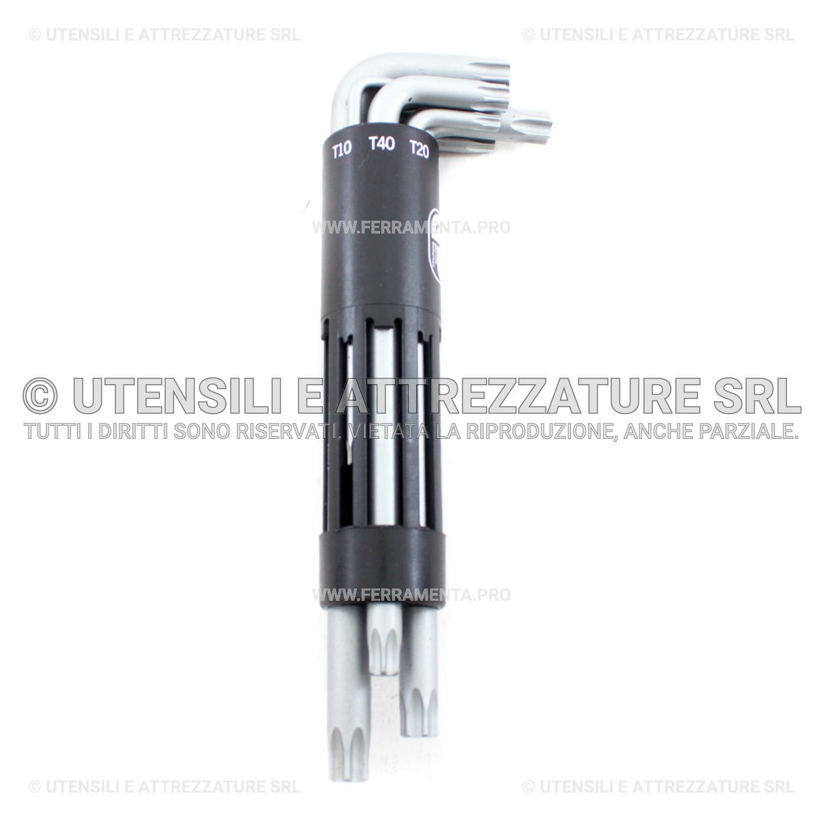 SERIE KIT 8 CHIAVI A BRUGOLA PIEGATE SATINATE con IMPRONTA TORX e...