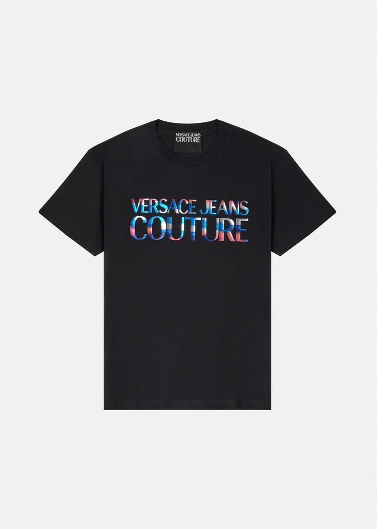 VERSACE JEANS COUTURE COLORFUL LOGO T SHIRT-BLACK/BLUE. | eBay