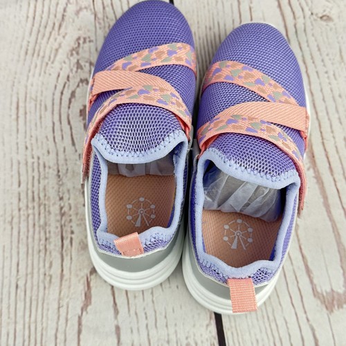 Boys Girls Sneakers Lightweight Breathable Strap Running Shoes Kids 9 Purple - Picture 4 of 6