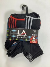 Boys LA Gear Black Ankle Socks Size 6-8 6 Pair NEW 