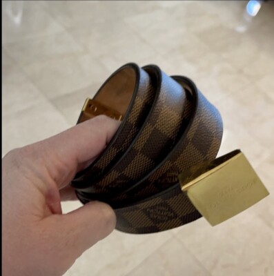 Louis Vuitton Damier Ebene Saint Tulle Belt Brown-Gold Buckle Louis Vuitton Damier Ebene Saint Tulle Belt Brown-Gold  main image 4