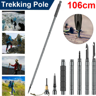 Carbon Fiber Trekking Pole Multifuctional Collapsible Walking Hiking Stick 106cm