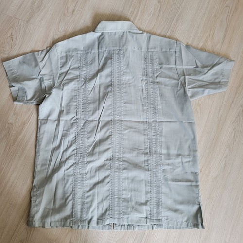 The Genuine Haband Guayabera Zipper Blue Cigar Embroidered Cuban Men's Shirt-Med - Picture 3 of 3
