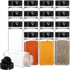 Bekith 16 Pack 9 Oz Plastic Spice Jars Bottles Containers with Black Cap – Perfe