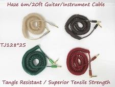 Haze 6m/20ft Guitar/Instrument Cable,1/4" Jacks,Coiled Cable,Gold-Plated TJ1282S