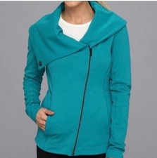 Lucy Hatha Jacket Active Teal Asymmetric Tunel Neck Jacket Sz M