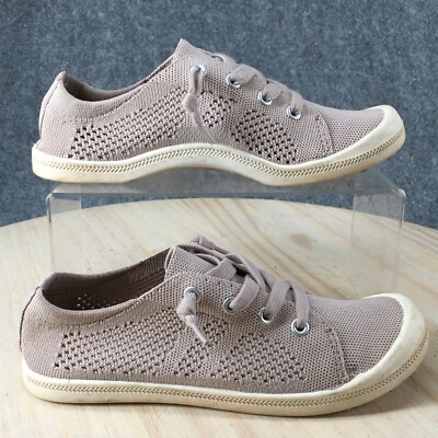 Madden Girl Shoes Womens M Barby Casual Comfort Low Sneakers Beige Fabric 