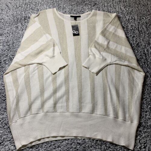 Lane Bryant Sweater Womens 18/20 White Gold Stripe Ladies Pullover