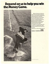 1978 Bank of America Print Ad,  Businessman Sliding into Home Plate Baseball