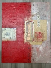 Rose Masterpol Oil and Collage on Panel "Tour de Freedom 2011 Excellent
