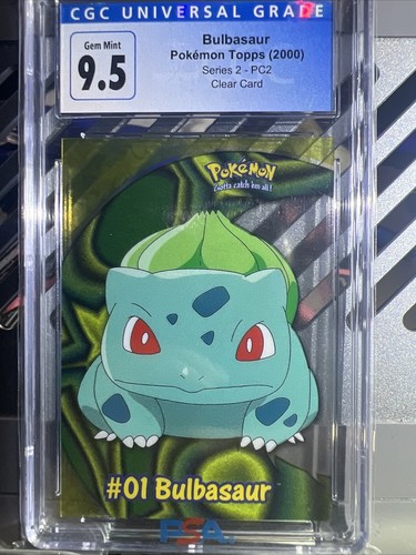 CGC 9.5 GEM MINT Bulbasaur #PC2 Pokemon 2000 Topps TV Clear Card