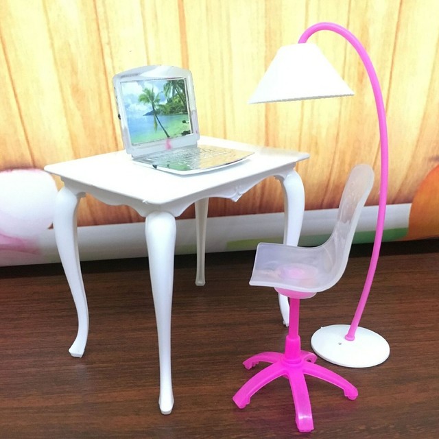 Barbie Doll House Computer Desk White Manager Chair Office Room