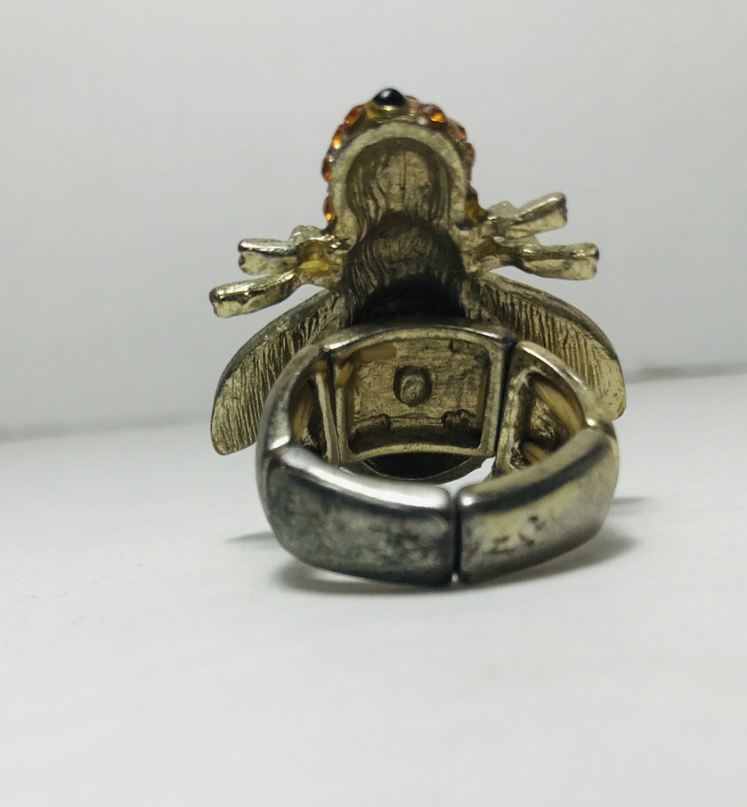 Bumble Bee Rhinestone Stretch Ring Expandable Ban… - image 2