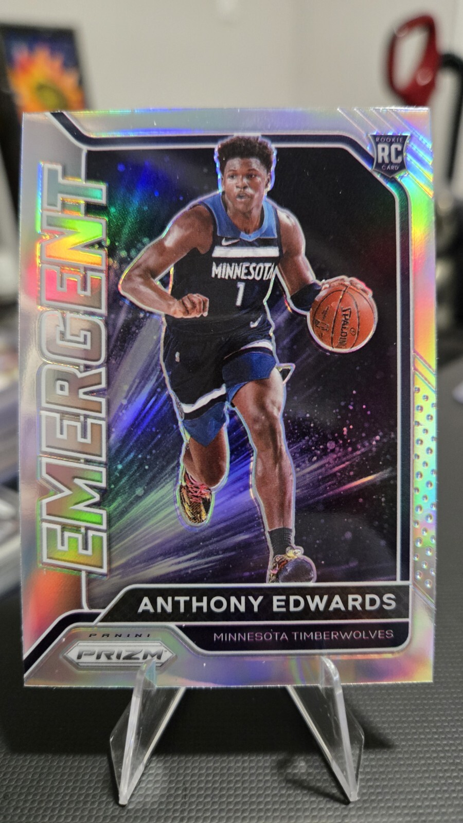 Anthony Edwards 2020-21 Panini Prizm RC Emergent Silver Prizm #3