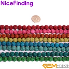 8mm Assorted Color Lava Rock Beads Round Loose Gemstone Jewelry Making 15''
