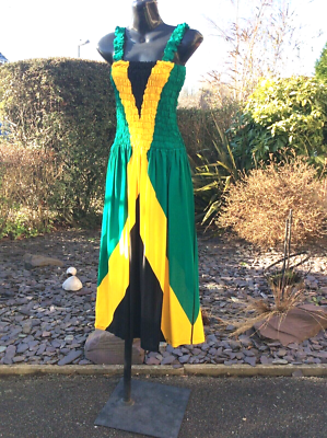 NEW ARRIVAL....HANDMADE...JAMAICAN FLAG COLOUR PRINT, ELASTICATED MAXI DRESS... | eBay NEW ARRIVAL....HANDMADE...JAMAICAN FLAG COLOUR PRINT, ELASTICATED MAXI DRESS... | eBay