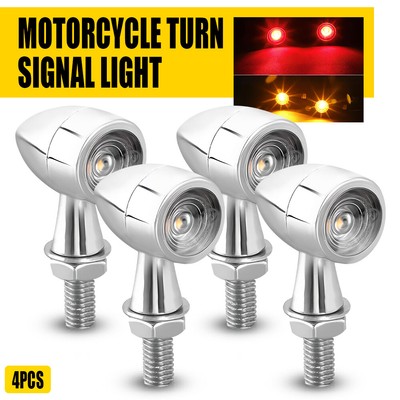 Chrome Motorcycle LED Bullet Mini Turn Signal Blinker Brake Running Light 4PCS N