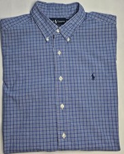 Mens Ralph Lauren Classic Fit Short Sleeve Plaid Button Up Shirt Size XL - NICE