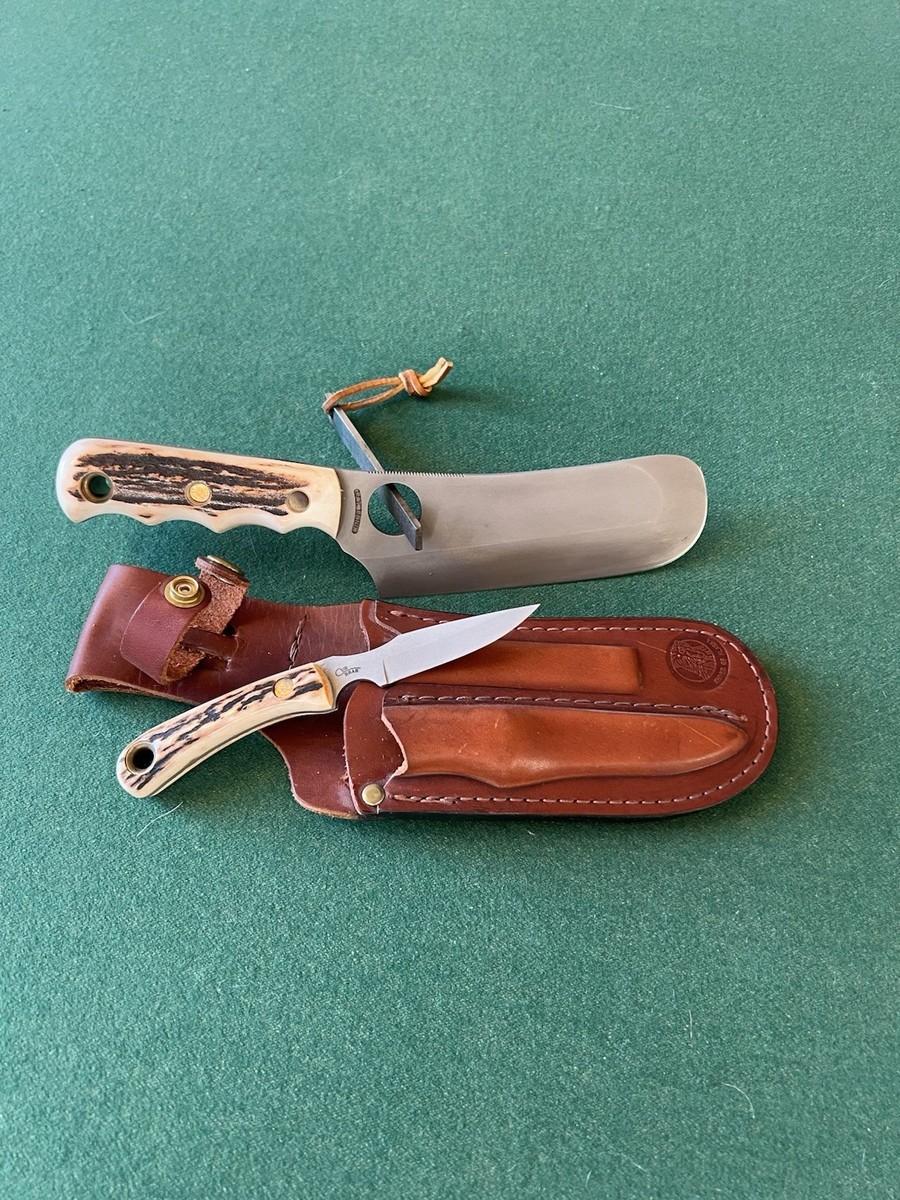 Knives of Alaska Fixed Blade Knife Set Stag Handles Sheath