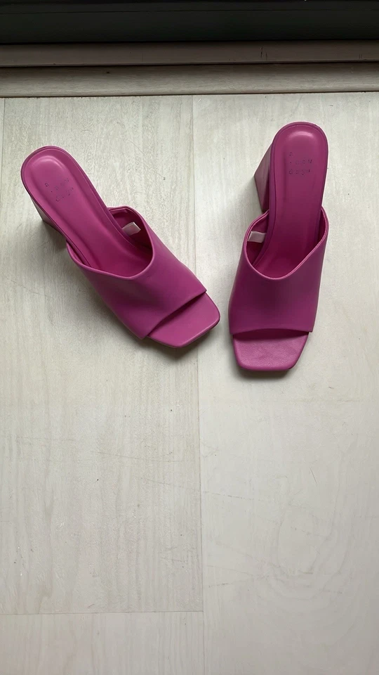 Pink Mules Modern Diseño Puntera Cuadrada Foto 4 de 4