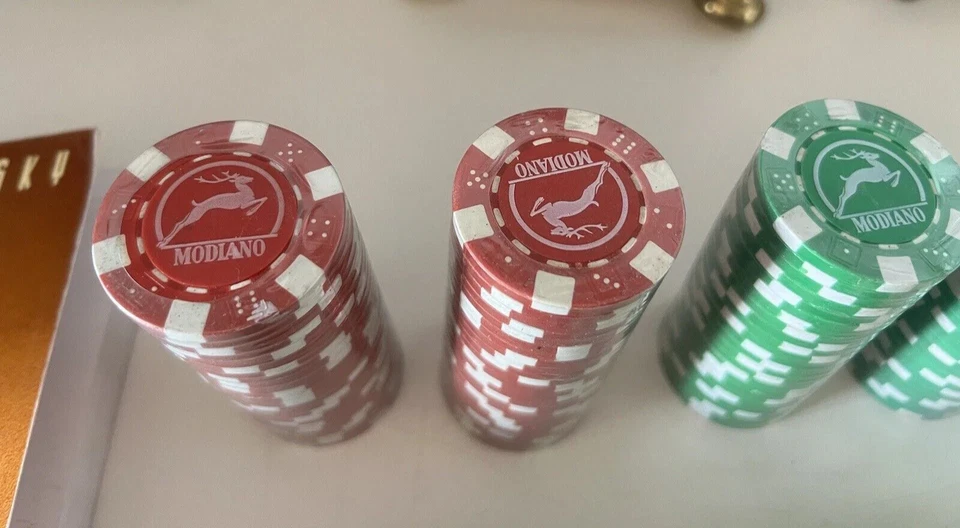 Modiano Chips 200 Pieces Blister Cards From Game Casino + Book Sklansky Vintage - Image 3 of 4