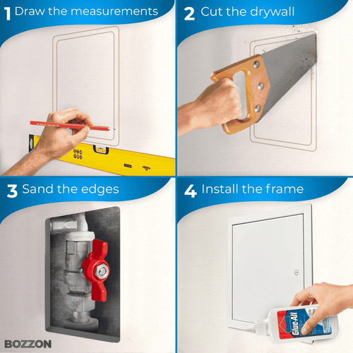 Zugangsblende für Trockenbau mit Schraubendreherriegel 14 x 29 Zoll Metalltür A 1,2 mm - Bild 3 von 9
