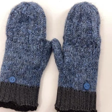 Manzella Women Chunky Knit Convertible Mitten Blule with Gray cuff