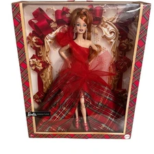 HOLIDAY Barbie RED HAIR Redhead Doll Christmas Plaid Dress Mattel Collector 2024