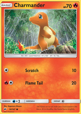 Charmander 18/147 Burning Shadows Regular Near Mint NM Pokemon DNA GAMES