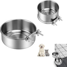 2 PCS Stainless Steel Pet Bowls Anti-Spill Metal Feeder Food and Water Feeding B