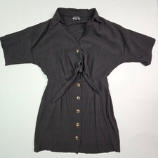 The Fifth Label Tie Front Shirt Dress US 10 Womens Mini Black Textured