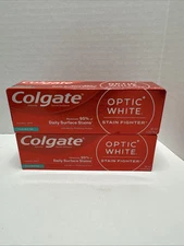 Colgate Optic White Stain Fighter Toothpaste Fresh Mint Gel 4.2oz 2 Pk Exp 9/26