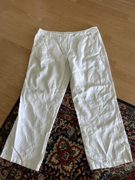 Women F&F Trousers White Linen XL