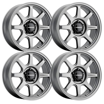 (Set-4) Vision Flow 17X8.5 6x139.7 -10mm Satin Grey Wheels Rims 17 Inch