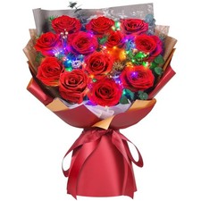 Valentines Day Gift 12 Preserved Red Roses Bouquet Real Flowers for Women Box
