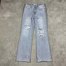 Vervet Jeans Womens 28 Light Wash High Rise Relaxed Straight Distressed Denim