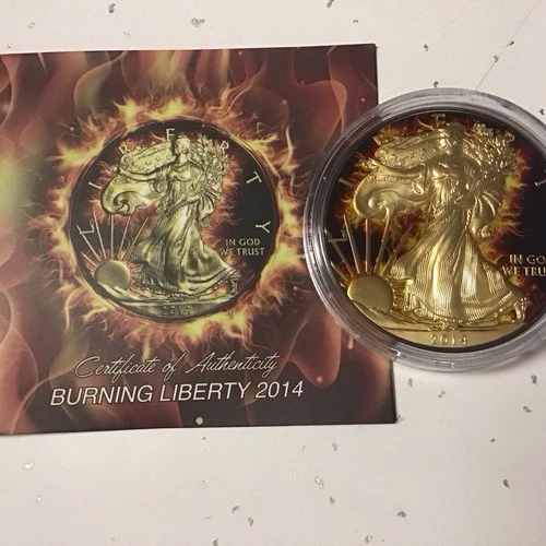 2014  American Eagle Burning 1 oz  silver coin USA