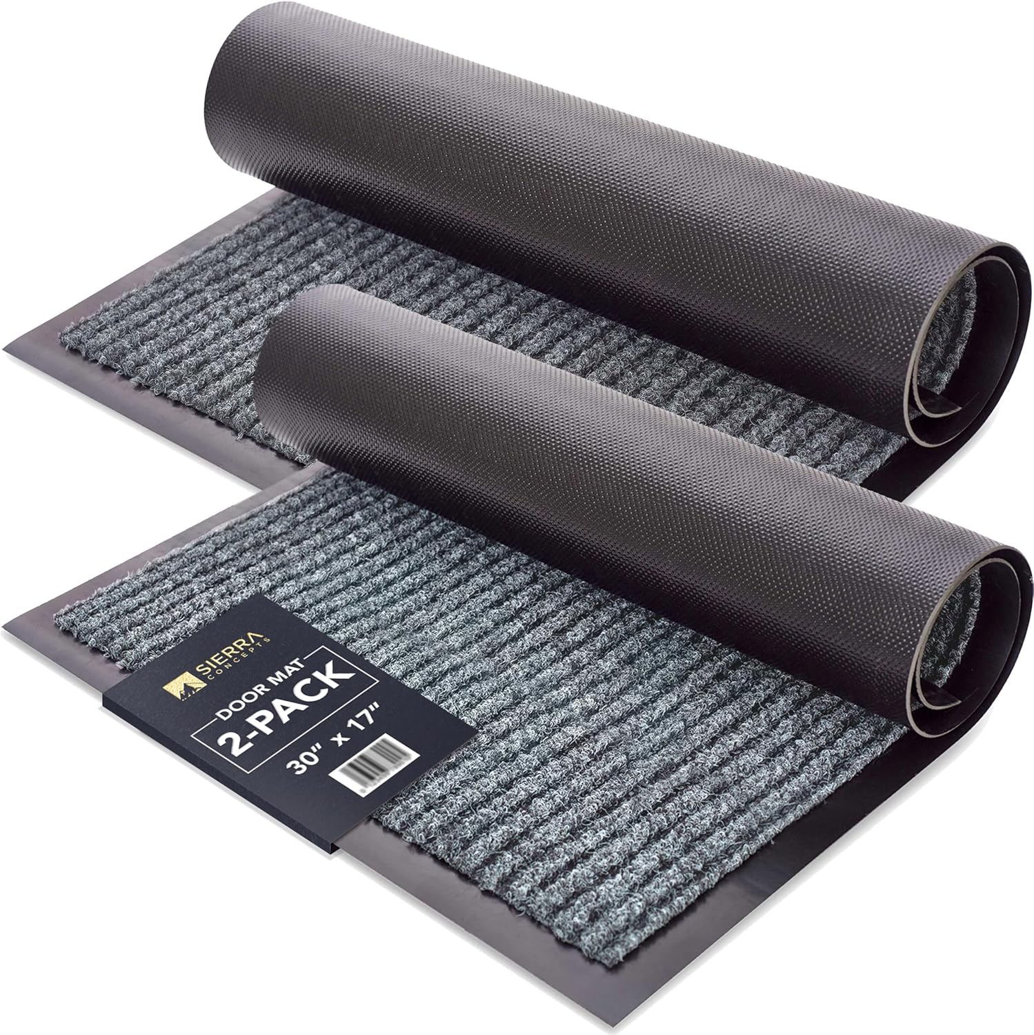 Non-Slip Welcome Mat 2-Pack for Indoor Outdoor Entryways