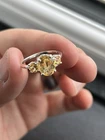 Vintage 925 Sterling Silver Three Stone Ring Yellow Citrine Style