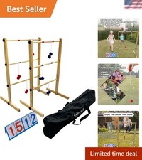 Ladder Toss Game Set - Wood Construction with Scoreboard  Storage Bag