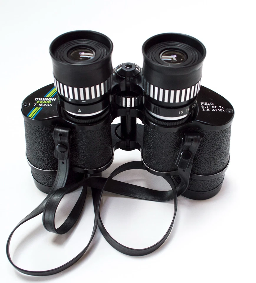 Japan Vintage CHINON 7-15x35 Zoom Binoculars with Leather Case - Image 2 of 4