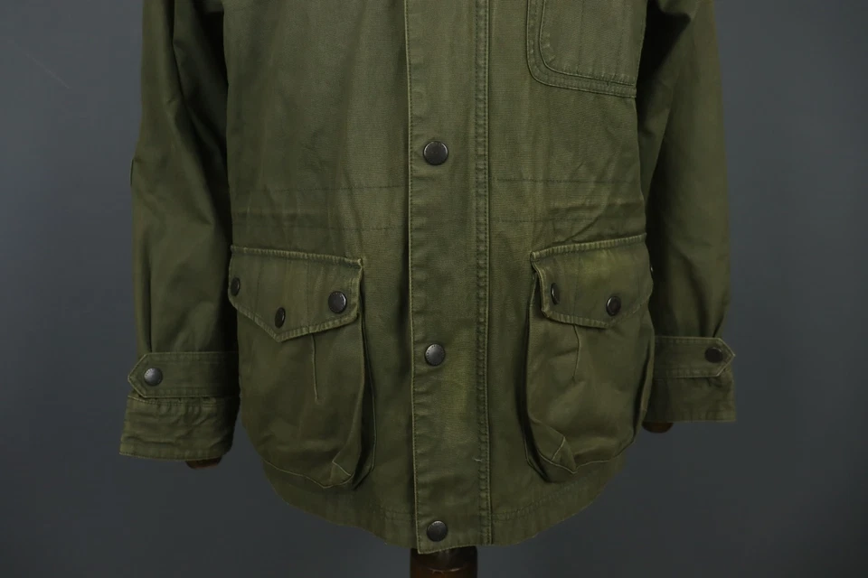 Fred Perry Green Cotton Long Sleeve Collared Snap Inside Zip Parka Jacket Size S - Image 3 of 4