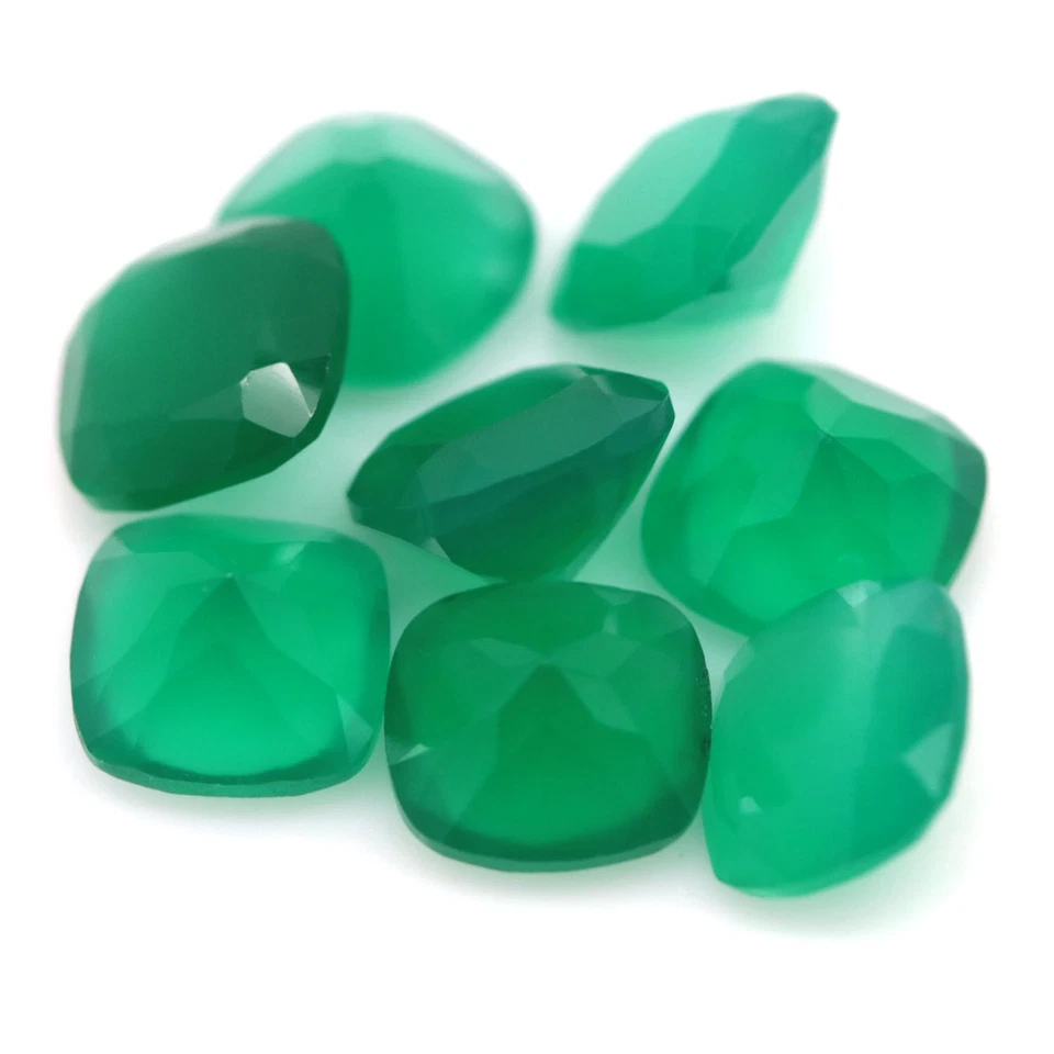 14.97 Ct. Unheated 8Pcs Green Agate Botswana Cushion - Image 2 of 4