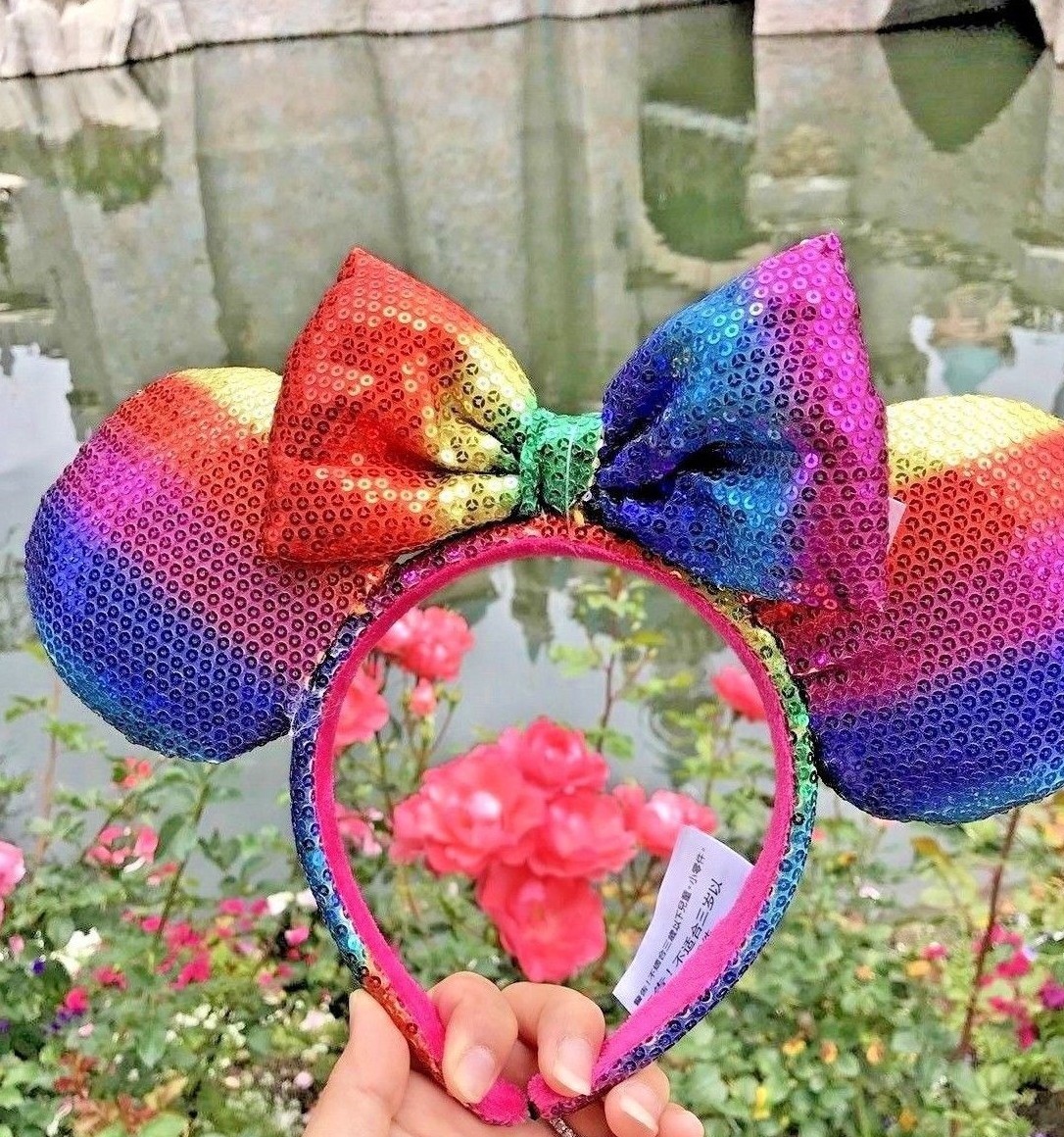 Disney Parks Minnie Mouse Rainbow Sunshine Sequin Ears  display picture 3