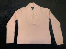 Women  s Lauren Ralph Lauren Pink Lambswool V-neck sweater size L