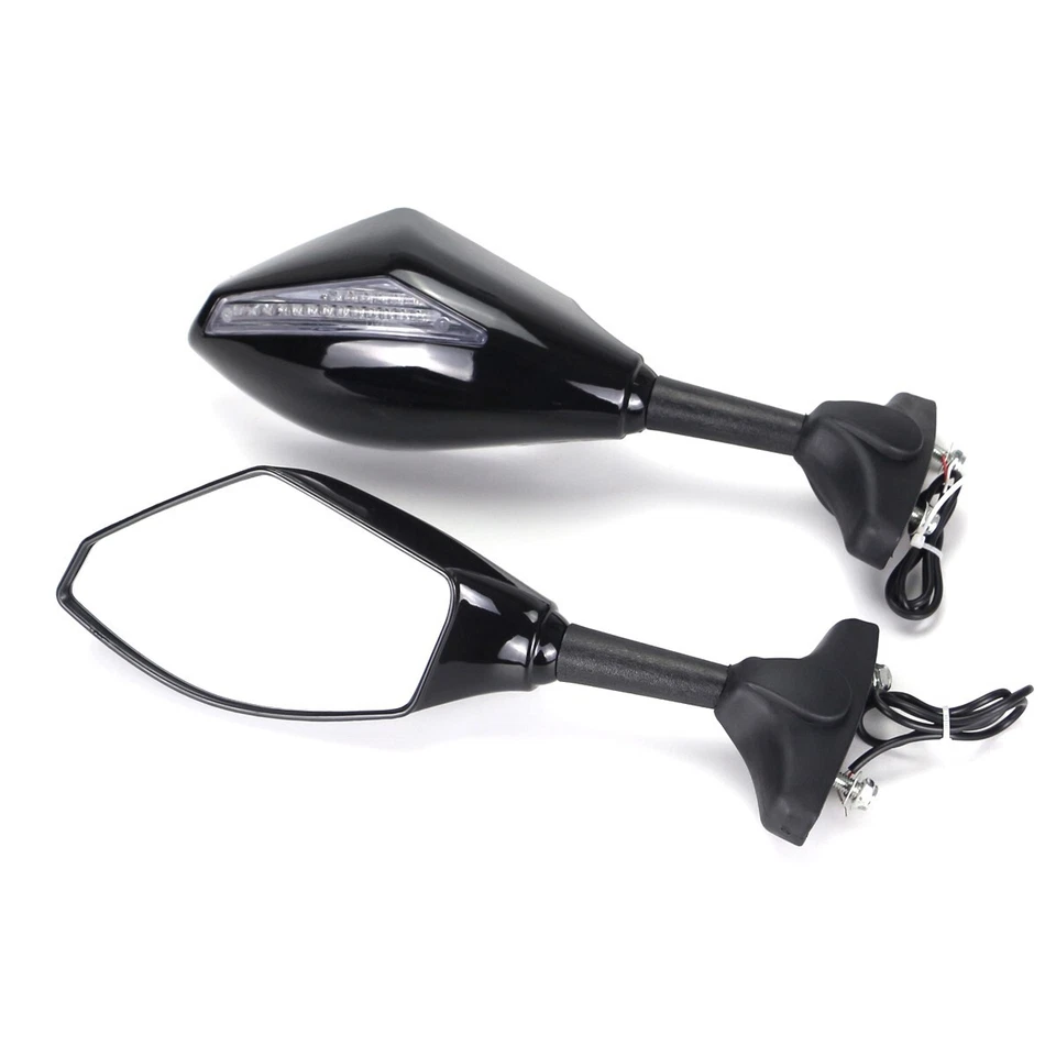Rearview Mirrors With Turn Signals LED For Kawasaki Ninja ZX6R ZX636 ZX9R Clear Foto 3 de 4